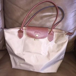 Longchamp Le Pliage Small shoulder tote in beige